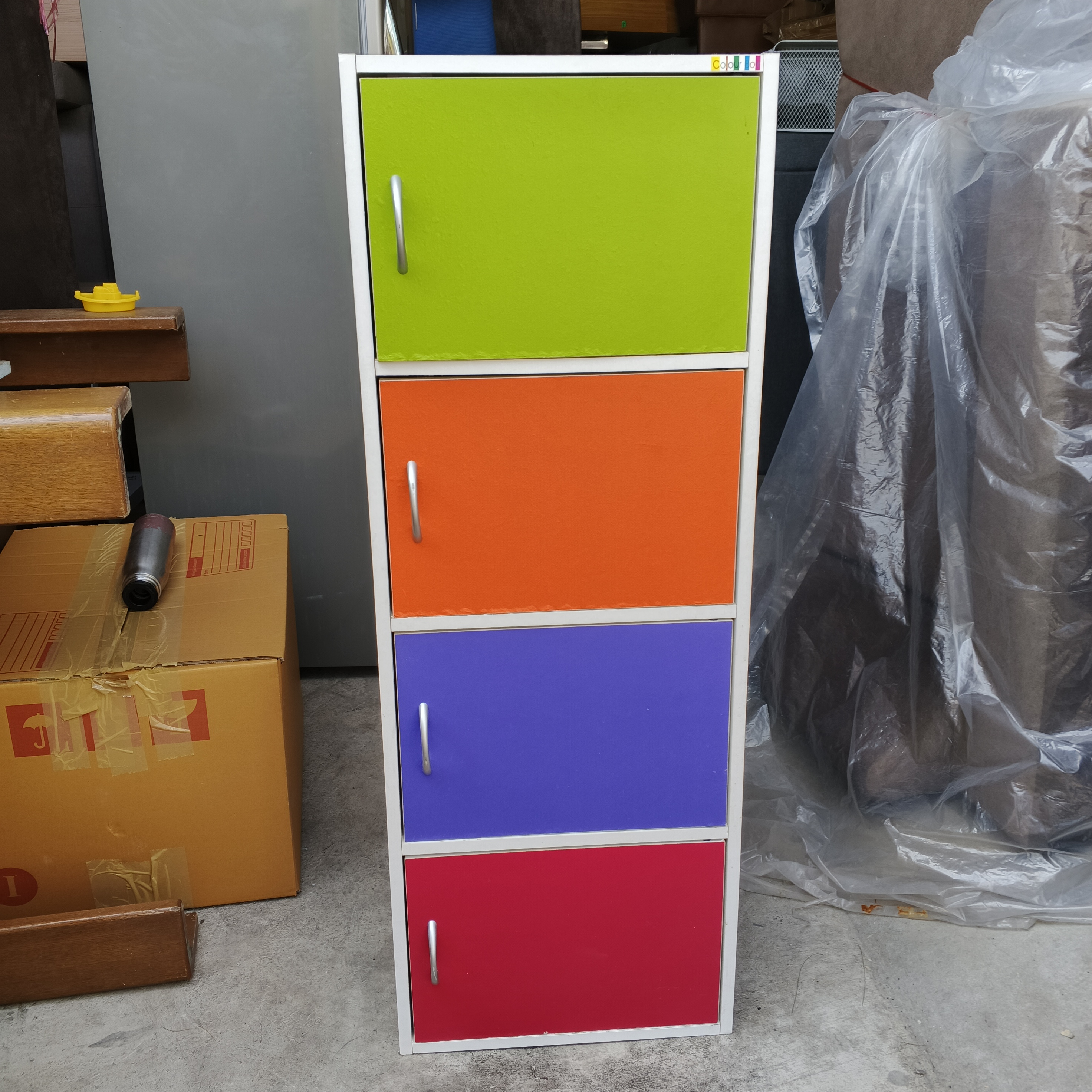 ตู้เก็บของทรงสูงบานเปิดหลากสี4 ชั้น